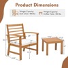 Tangkula 3PCS Furniture Set Acacia Wood Conversation Set w/ Soft Seat Cushions Outdoor White - 3 of 3