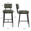 Bar Stools Set of 2, 26" Faux Leather Counter Height Bar Stool with Back, Metal Legs, Modern Upholstered Barstool Chairs for Island, Counter Bar - 3 of 4
