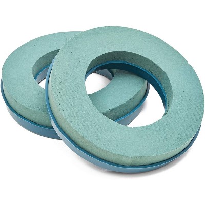 2 Pack Wet Floral Foam with Wreath Ring for Fresh Flower Arragements and DIY Projects, 10" x 2"