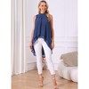INSPIRE CHIC Women's Casual Tie Back Asymmetrical High Low Sleeveless Mock Neck Flowy Blouse - 4 of 4