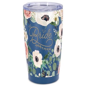Elanze Designs The Bride Pastel Flower Bouquet Wrap-Around Design 20 Ounce Stainless Steel On-The-Go Coffee Mug, Thermal Travel Tumbler with Leak - 1 of 4