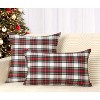 Set of 2 Christmas Scottish Tartan Plaid Throw Pillow Covers Cushion Case for Farmhouse Home Decor Red and White, 18 x 18 Inches - 2 of 4
