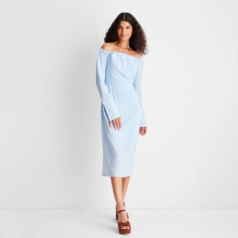 Women's Off the Shoulder Long Sleeve Midi Dress - Future Collective™ with  Reese Blutstein Blue 00