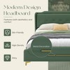 Lyngins King Size Bed Frame with Wingback Headboard & Footboard, PU Upholstered Platform Bed with Gold Metal Decor, Solid Wooden Slats Support - 2 of 4