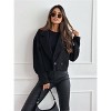 Coolmee Women Cropped Wool Blend Coats Lapel Collar Pea Coat Double Breasted Fashion Coat Jackets - 4 of 4
