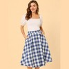 INSPIRE CHIC Women's Skater with Pockets Vintage Midi Checks Flared Skirts - 2 of 4