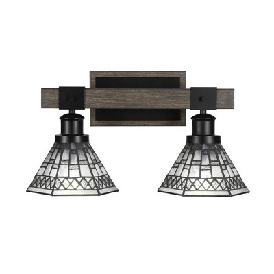 Toltec Lighting Tacoma 2 - Light Vanity in  Black/Painted Wood with 7" Pewter Art Glass Shade