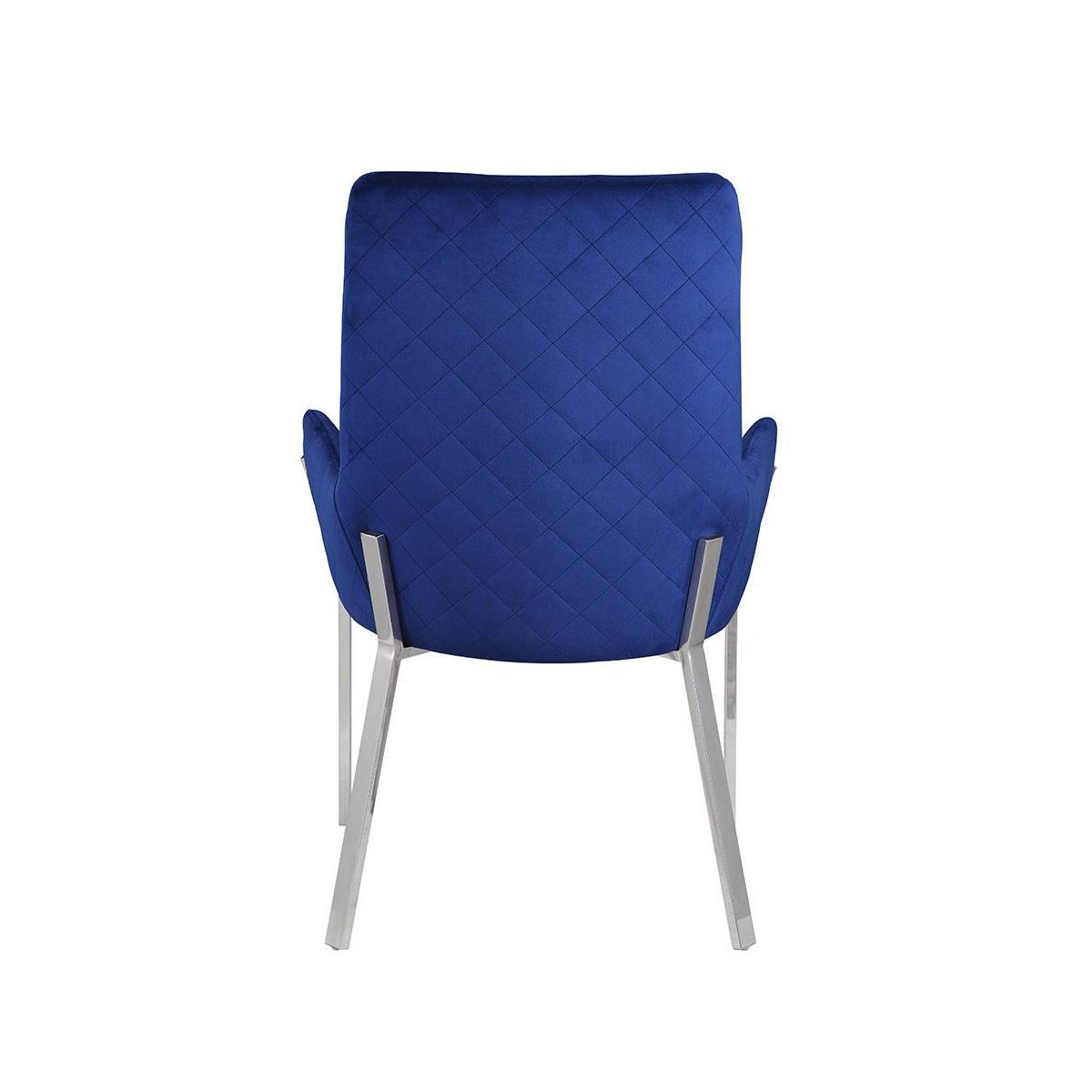 Set of 2 25" Cambrie Dining Chairs: Mirrored Silver, Blue Velvet Upholstery - Acme Furniture - thumbnail 2