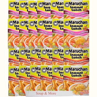Maruchan Ramen Instant Cup Noodles 24 Count - 12 Lime Chili Chicken Flavor & 12 Lime Chili Shrimp Flavor , 2 Flavors