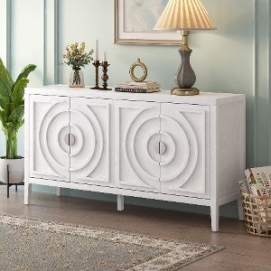 NicBex 4-Door Sideboard Cabinet, Retro Storage Cabinet with Circular Groove Design Round Metal Door Handle, Buffet Cabinet for Entrance, Dining Room - 1 of 4