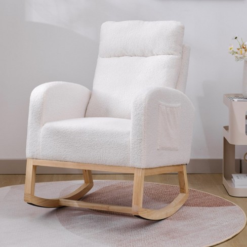 Home Rocking Chair, Glider Chair Upholstered Frosted Velvet High Back ...