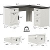60" Executive L Shaped Desk, Home Office Desk with File Drawers and Storage Cabinet, Corner Computer Desk with Adjustable Side Storage Cabinet - 2 of 4