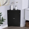 Hrinhom 32.3"H Small Bathroom Floor Corner Cabinet with Doors and Adjustable Shelves - 3 of 4