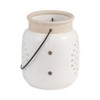 Sagebrook Home Ceramic Lantern - Contemporary Ivory and Beige Flower Cut-Out Creative Decorative Lantern with Handle for Indoor or Outdoor Use - 3 of 4