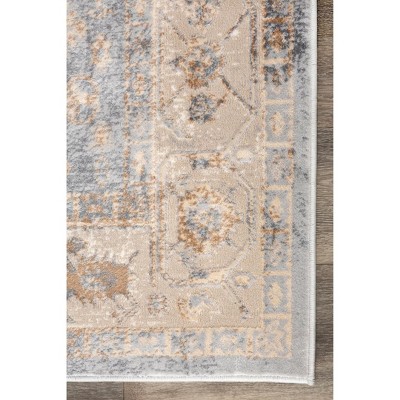 Vintage Beige and Blue Synthetic Rectangular Area Rug