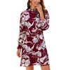 Women's Ruffle Mock Neck Long Sleeve Floral Print Mini Dress Casual Pleated Flowy Babydoll Short Dress - 2 of 4