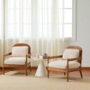 Mshliw Set of 2 Mid-Century Modern Accent Armchairs with Solid Wood Frame, Rattan Backrest, and Striped Upholstered Cushions - 2 of 4