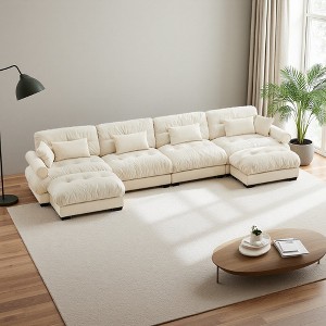 166" Velvet Modular U-Shaped Sectional Sofa with 2 Ottomans - 1 of 4