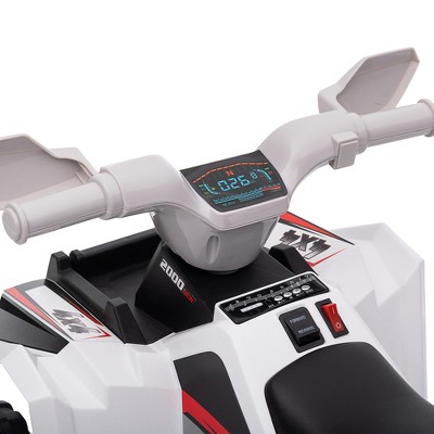 White 6V Kids ATV Quad Car with Wear-Resistant Wheels