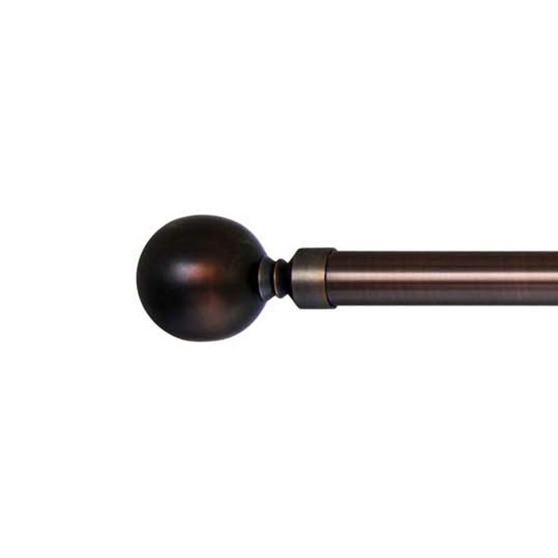 LX01 Ball Finial Adjustable Steel Rod Set 1" Diameter Antique Bronze/Brown by Versailles, 2 of 5
