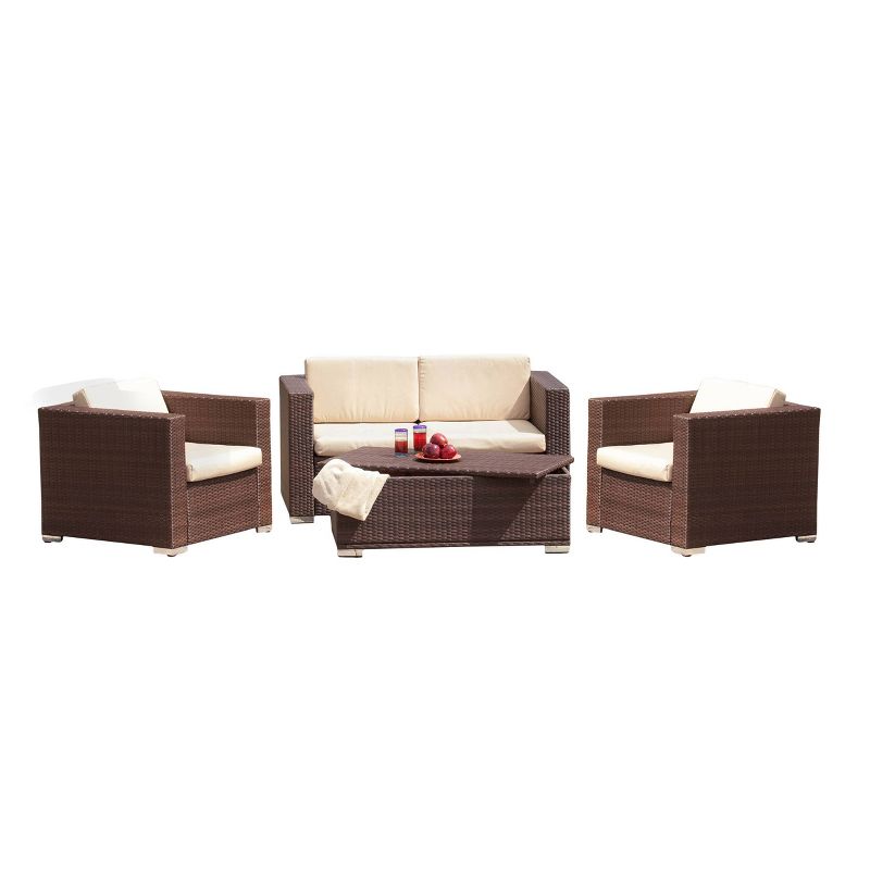 Murano 4pc Wicker Patio Sofa Set - Brown - Christopher Knight Home, 3 of 8