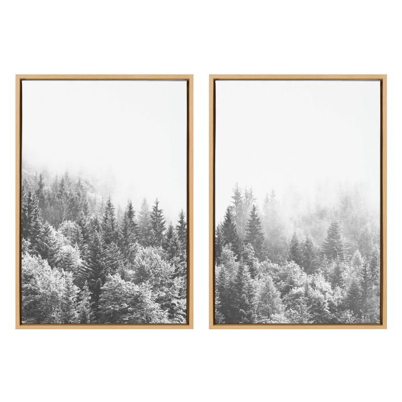 (Set of 2) 23&#34; x 33&#34; Sylvie Forest On A Foggy Day Black and White Framed Canvas Natural - Kate &#38; Laurel All Things Decor, 1 of 8