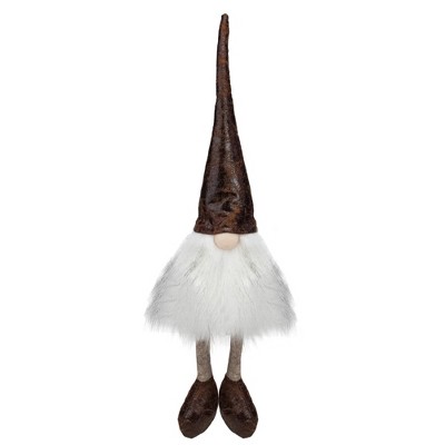 Northlight 12" White and Brown Sitting Gnome Christmas Decoration