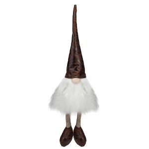 Northlight Rustic Sitting Gnome Christmas Decoration - 12" - White and Brown - 1 of 4