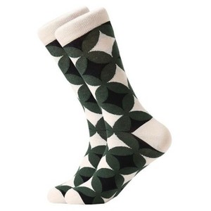 Green Avocado Colored Geometric Patterned Socks (Men's Sizes Adult Large) from the Sock Panda - 1 of 4