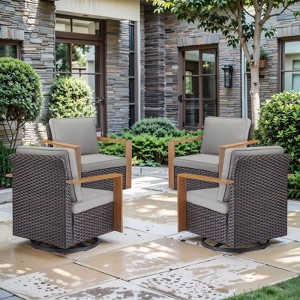 Gymojoy 4 Pieces Outdoor Swivel Chairs Glider Chair High Back Chair Set - 1 of 4