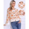 INSPIRE CHIC Women's Floral Print V Neck Button Down Long Sleeve Knit Sweater - 2 of 4