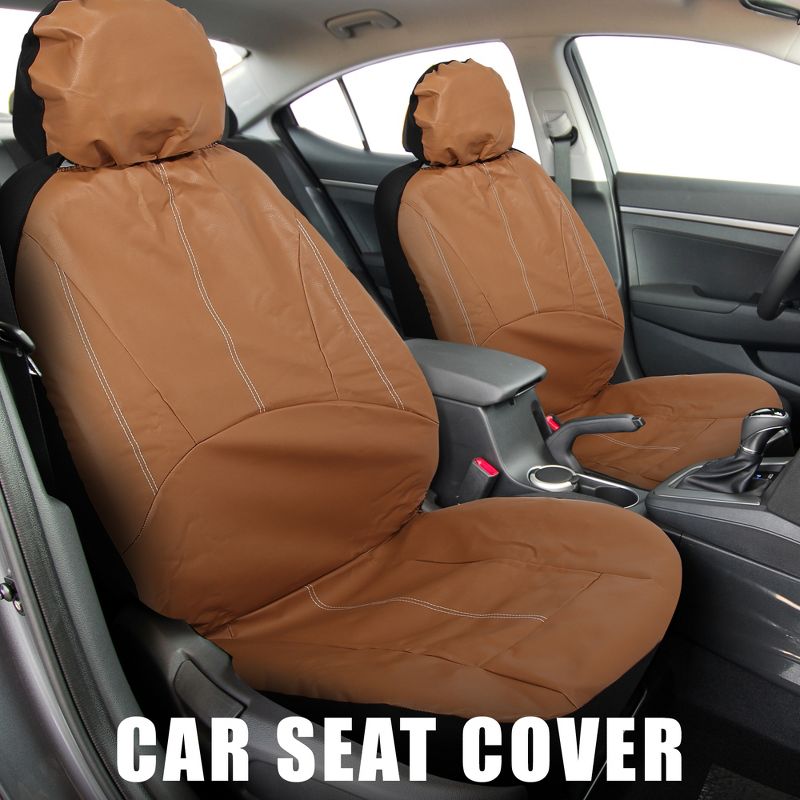 Unique Bargains Front Seat Covers Protector PU Leather Seat Cover Protector Pad Universal for Car Truck SUV 4 Pcs, 2 of 6
