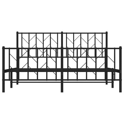vidaXL Metal Bed Frame without Mattress with Footboard Black Queen