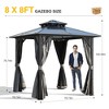 8 ft. x 8 ft. Hardtop Outdoor Gazebo, Polycarbonate Double Roof BBQ Gazebo with Aluminum Frame, Storage Hooks, Curtains - 3 of 4
