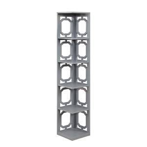 63.75" Omega 5 Tier Corner Bookcase Gray - Breighton Home