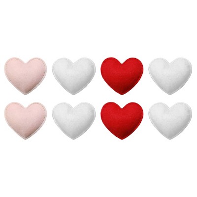 8pc Stuffed Heart Valentine's Day Decorative Filler White/Red/Pink - Spritz™