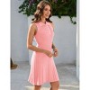 Women's Summer V Neck Ribbed Knit Midi Dress Sleeveless Button Elegant Bodycon Sweater Dresses - 4 of 4