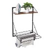 Honey-Can-Do Laundry Shelf with Drying Rack Combo Walnut: Wall Mounted & Collapsible Clothes Drying Rack, Steel, 65 lb Capacity - 2 of 4