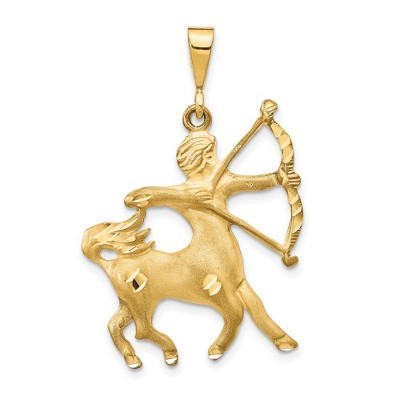Black Bow Jewelry 14k Yellow Gold Large Sagittarius the Archer Zodiac Pendant
