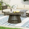31.5" Round Outdoor Coffee Table with Sturdy Base, Small Patio Furniture, High-Quality Acacia Wood Table for Deck or Backyard–The Pop Home - 3 of 4