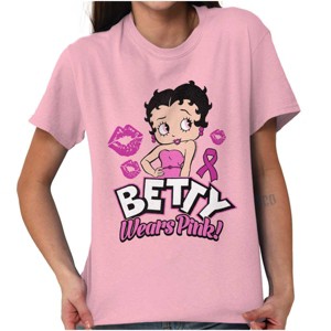 Breast Cancer Betty Wears Pink Ribbon Womens Graphic T Shirt Tees Brisco Brands - 1 of 4