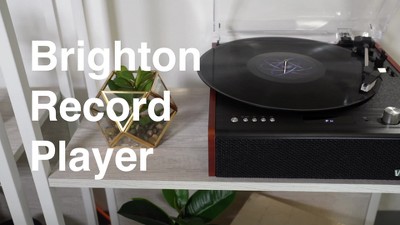 Victrola Brighton Mahogany Bluetooth Record Player with Built-in Speakers