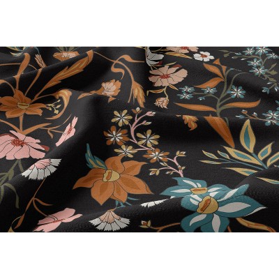 Boho Black and Orange Floral Queen Duvet Cover Set