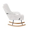 VECELO Upholstered Faux Leather/Teddy Fabric Rocking Chair Modern Lounge Rocker Recliner with Padded Seat, Safe Solid Wood Base White/Brown - 2 of 4