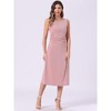 Allegra K Women's Crew Neck Ruched Casual A-line Midi Sleeveless Tank Dress - 4 of 4