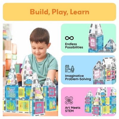 PICASSO-TILES Magnetic Tiles for Kids, Construction STEM Building Blocks Educational Toy