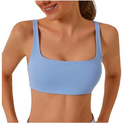 Clearlove Spaghetti Strap Sport BH's voor Vrouwen roVierkante Hals Yoga Draadloze BH Gewatteerde Cami Crop Top