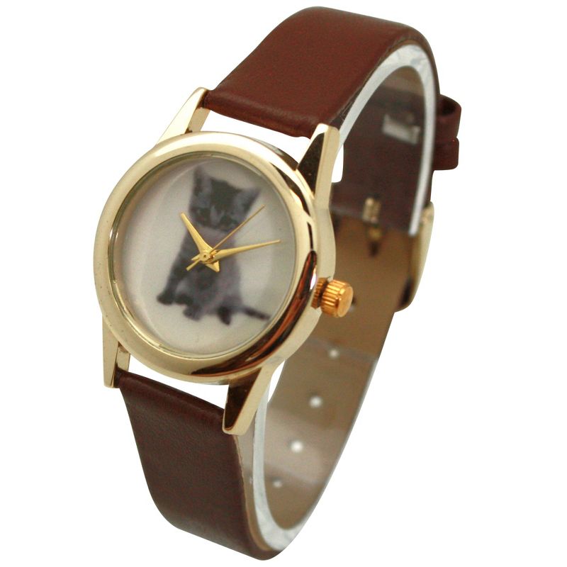 Olivia Pratt Cat and Dog Face Faux Leather Band Women Watch, 3 of 5