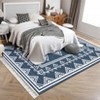 Indoor Modern Stripe Fringed Carpet Retro Soft Low Pile Machine Washable Non Slip Easy Care Lightweight Foldable Area Rugs Room Decor - 4 of 4
