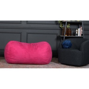 Kumasinova 4 Ft Cylindrical Suede Bean Bag Chair with Removable Covers for Reading,Living Room and Bedroom,Fuchsia - 1 of 4